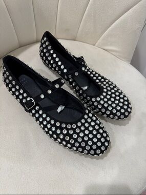 a new day Black Studded Mary Jane Flats